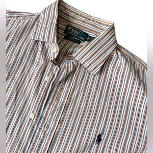 Polo by Ralph Lauren Stanton Men’s Button-Down Shirt, XL Orange & Blue